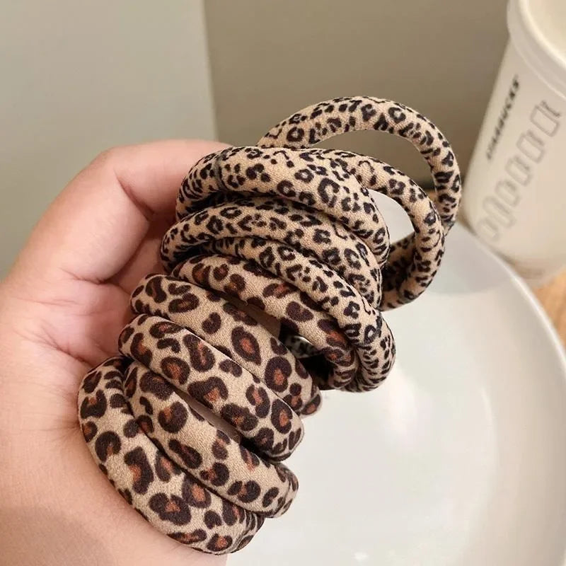 5-100Pcs High Elastic Leopard Print Hair Rope Women Fashion Pony Tails Holders Girls Towel Hair Ties Hairs Accessories Headwear