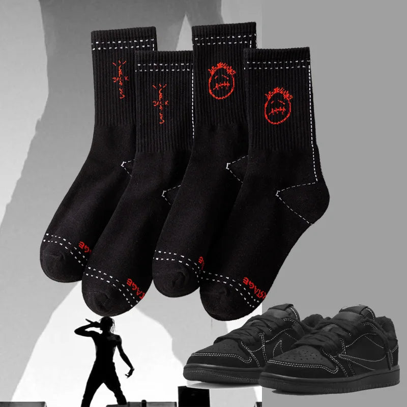 Mid Tube Cotton Socks for Sports Skateboarding with Unique Ghost Face Role-playing Design colour socks