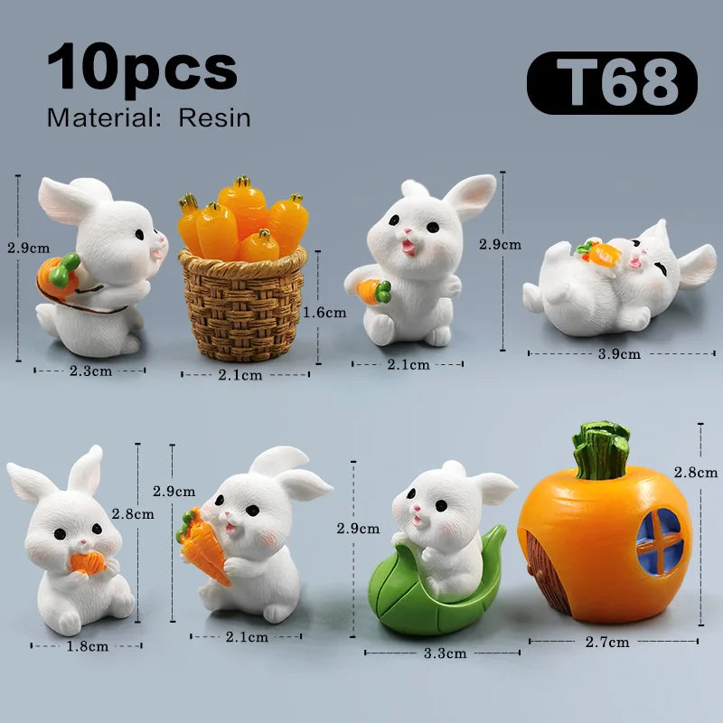 2025 Hot Easter Cute Rabbit Figurine Diy Landscape Home Kawaii Room Decor Miniature Fairy Garden Decoration Accessories Modern