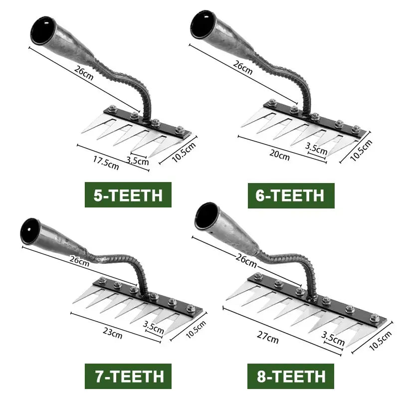5/6/7/8 Teeth Agricultural Rake Soil Loosening Weeding Tool Manganese Steel Garden Weeding Rake Multi-use Agricultural Straw Hoe