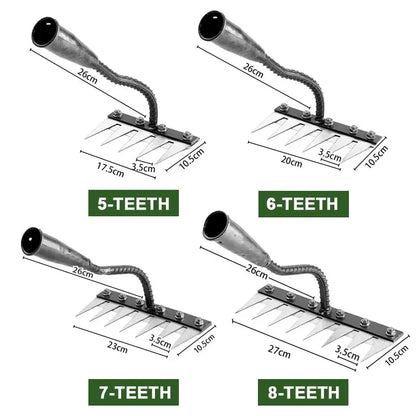 5/6/7/8 Teeth Agricultural Rake Soil Loosening Weeding Tool Manganese Steel Garden Weeding Rake Multi-use Agricultural Straw Hoe