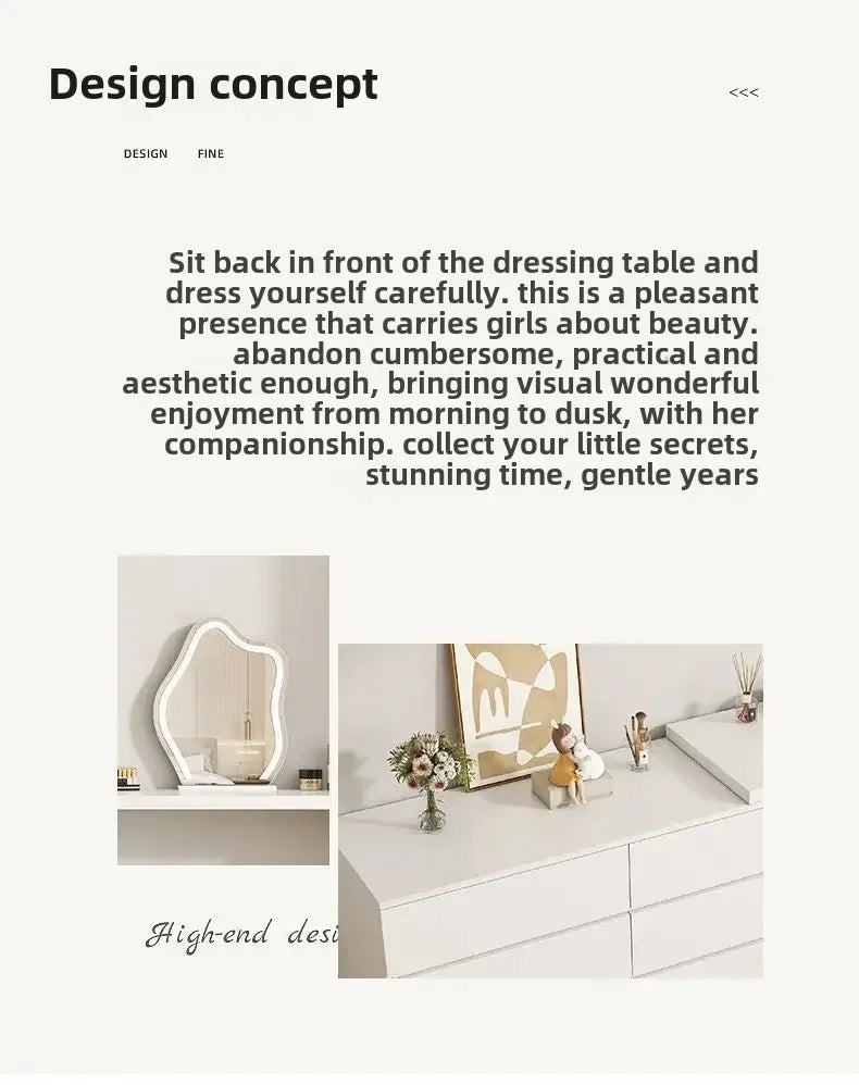 Luxury Dressing Table Drawer White Makeup Mirror Corner Desk Dresser Table Cabinet Organizers Storage Penteadeira Home Furniture
