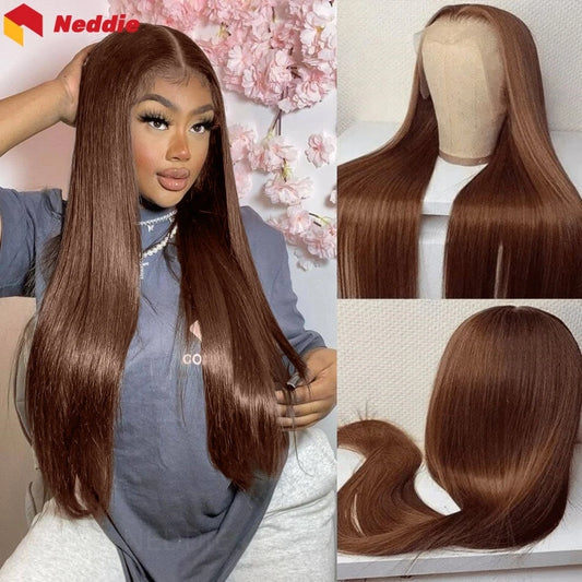 Chocolate Brown 30 32 Inch 13x6 Hd Lace Frontal Wig 13x4 Hd Lace Front Human Hair Brown Wigs Straight Human Hair Wigs For Women