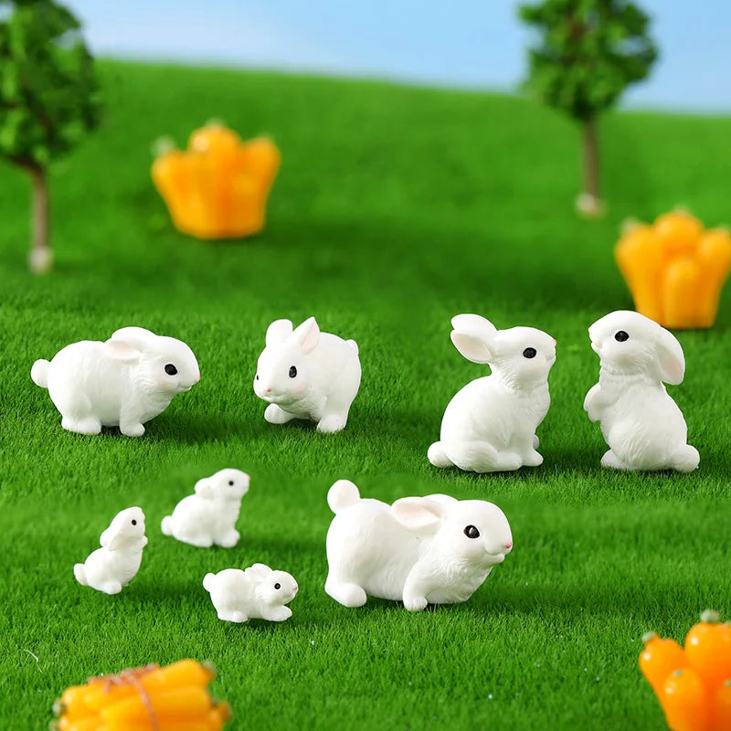 2025 Hot Easter Cute Rabbit Figurine Diy Landscape Home Kawaii Room Decor Miniature Fairy Garden Decoration Accessories Modern