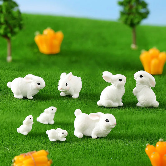 2025 Hot Easter Cute Rabbit Figurine Diy Landscape Home Kawaii Room Decor Miniature Fairy Garden Decoration Accessories Modern