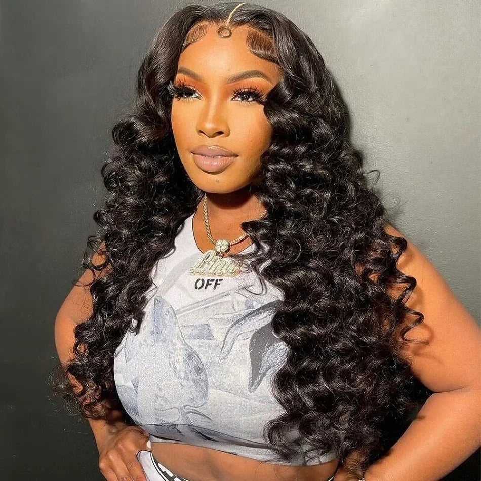 HD 13x6 Loose Nature Wave Lace Front Human Hair Wigs 250% Transparent 30 40 Inch 13x4 360 Full Deep Water Wave Lace Frontal Wig