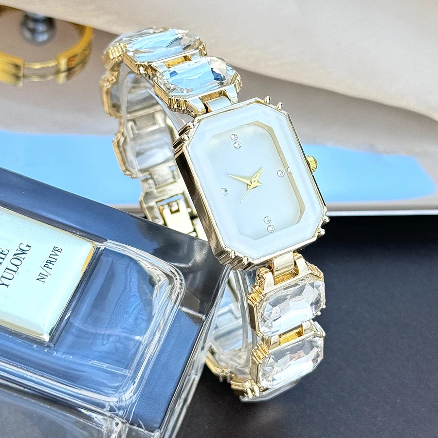 women's large section rhinestone chain rectangular color case rhinestone dial fashion European and American style ladies watch
