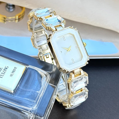 women's large section rhinestone chain rectangular color case rhinestone dial fashion European and American style ladies watch