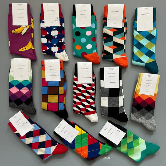 Happy Socks Men's Classic Crew Sock, Shoe Size 10 - 13 Soft Cotton