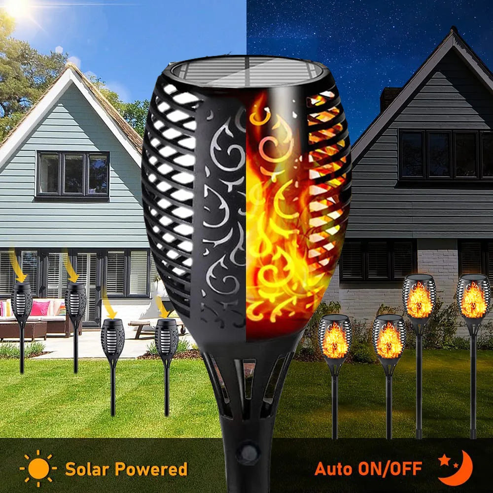 12/33/96 LED Solar Torch Light Lawn Garden Plug in Light Outdoor Courtyard Waterproof Induction Decoration Landscape Flame Light