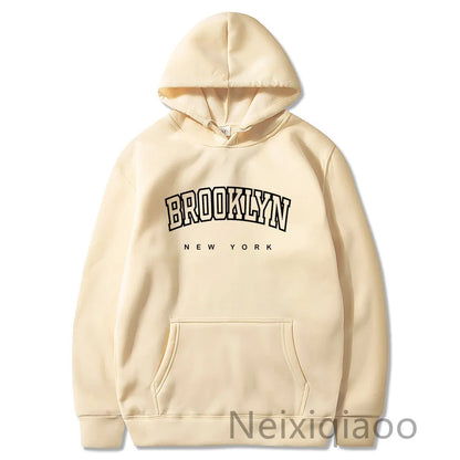 Women Brooklyn Letter USA Funny Black Hoodie Girl Autumn Winter Fleece Sweatshirts Female Harajuku Y2k Clothes