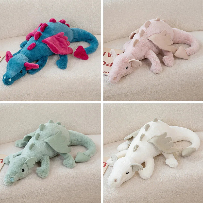 Giant Soft Plush Toy Flying Dragon Plush Toys White Green Pink Dinosaur Pillow Stuffed Animal Soft Doll Birthday Gifts Decor