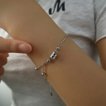 VENTFILLE 925 Sterling Silver Diamond-Studded Butterfly Bracelet Women's Fashion Temperament Flower Adjustable Bracelet