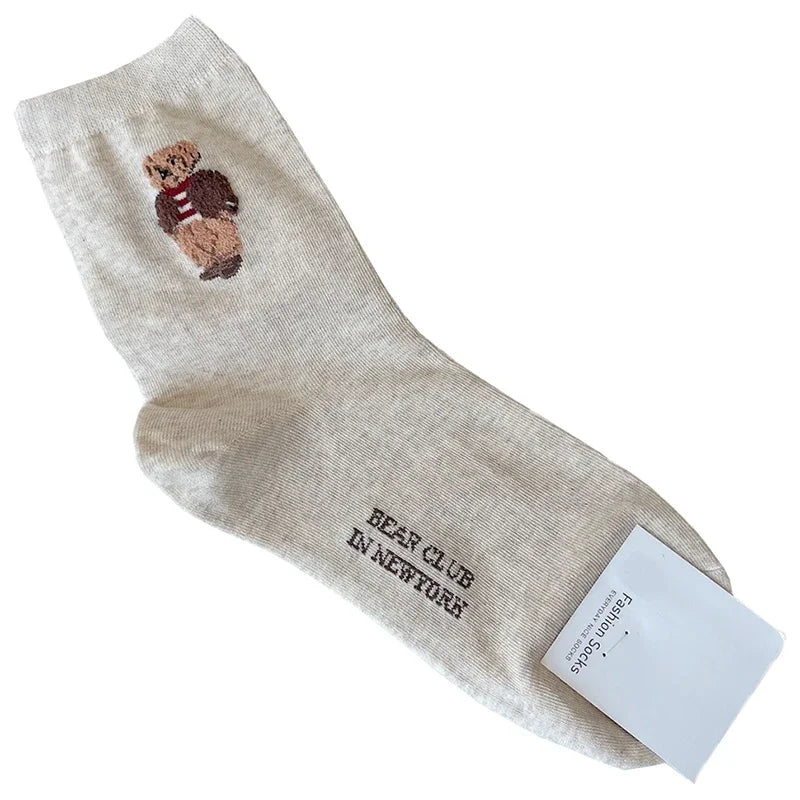 Good Quality Cartoon Elegant Lady Bear Women's  Cute Socks Cotton Harajuku Style Woman Novelty Breathable Sox Christmas Gifts