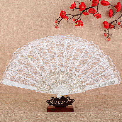 Retro Sexy Lace Fan Summer Dance Performance Photography Photo Props Portable Folding Hand Fan Decorative Fan Chinese Dance Fan