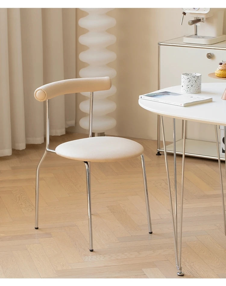 Cream Style Light Luxury Dining Chair Ins Medieval Home Modern Cafe Chair Vintage Nordic Backrest Chair Bedroom Makeup Chair
