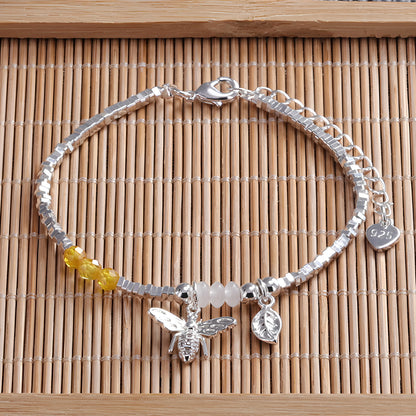 VENTFILLE 925 Sterling Silver Diamond-Studded Butterfly Bracelet Women's Fashion Temperament Flower Adjustable Bracelet