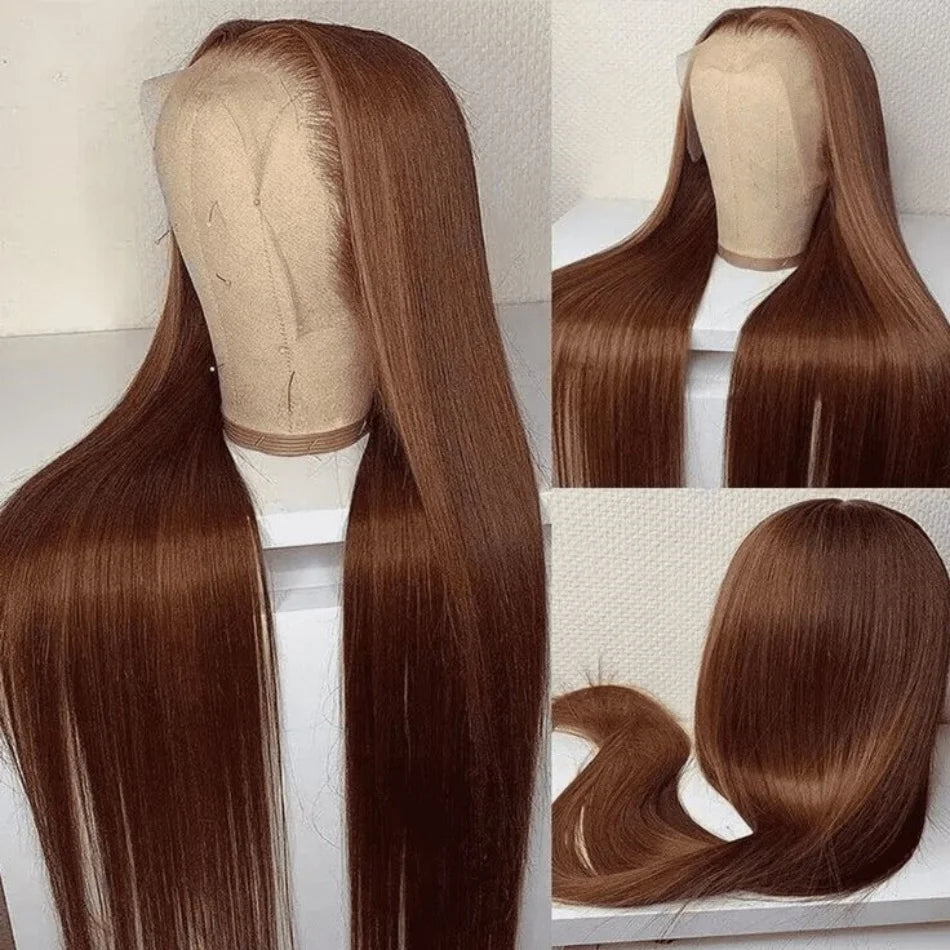 Chocolate Brown 30 32 Inch 13x6 Hd Lace Frontal Wig 13x4 Hd Lace Front Human Hair Brown Wigs Straight Human Hair Wigs For Women
