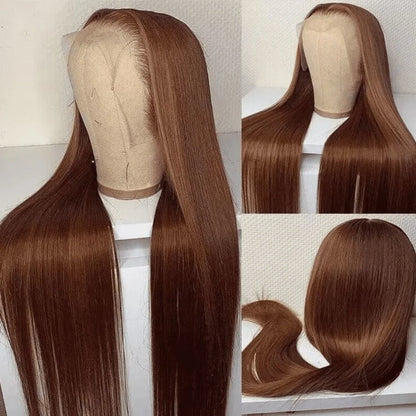 Chocolate Brown 30 32 Inch 13x6 Hd Lace Frontal Wig 13x4 Hd Lace Front Human Hair Brown Wigs Straight Human Hair Wigs For Women