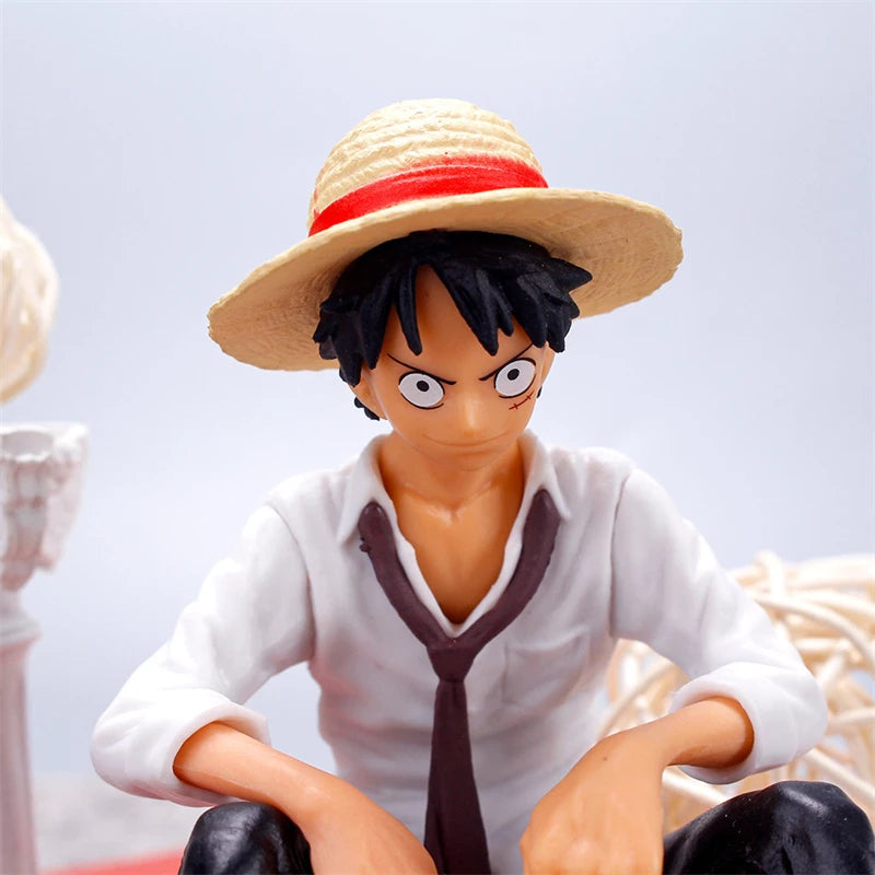 12cm One Piece Anime Figure Luffy Sitting Position Action Figure PVC Model Collection Statue Figurine Doll Toy For Birthday Gift