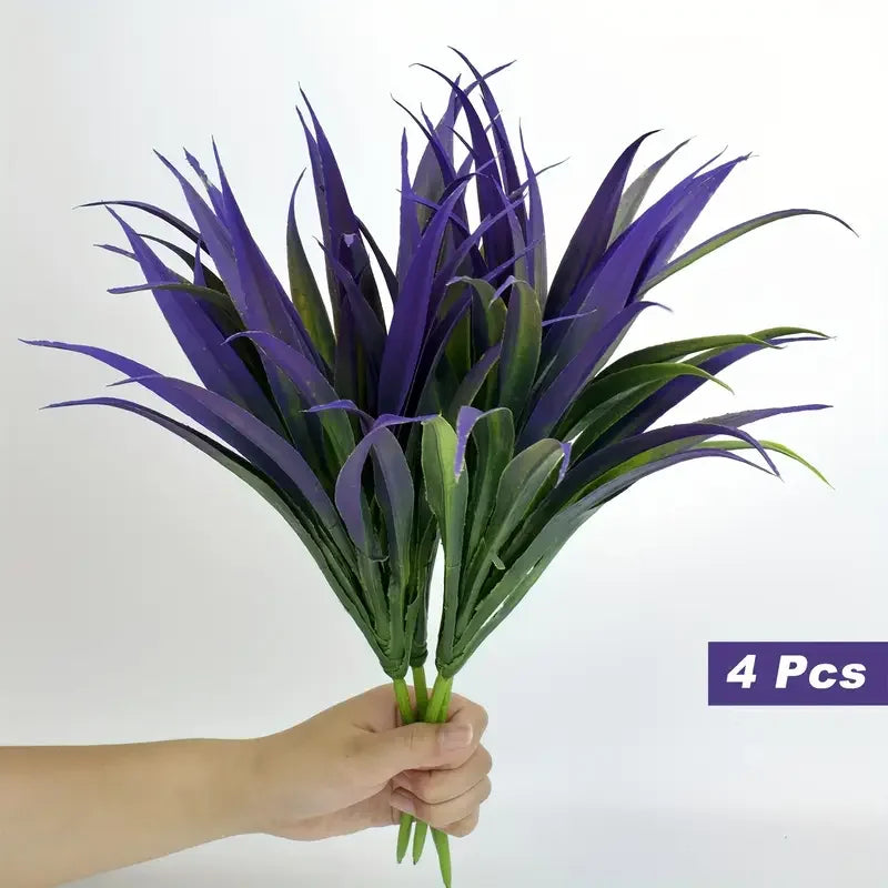 1/4 pieces, UV resistant outdoor artificial plants - tall grass, tropical flowers and shrubs - perfect for year-round and indoor