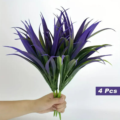 1/4 pieces, UV resistant outdoor artificial plants - tall grass, tropical flowers and shrubs - perfect for year-round and indoor