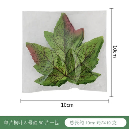 50pcs Artificial Maple Leaf Halloween Harvest Festival Home Decoration Boneless Feel Red Single Piece Artificial Maple Leaf