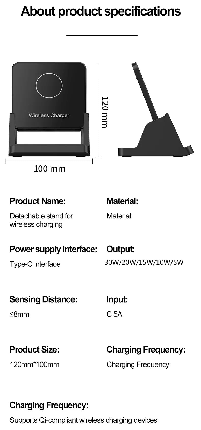 30W Wireless Charger Pad Stand Desktop Ultra-thin Mobile Phone Fast Charging Dock Station For iPhone 15 14 13 12 Samsung Xiaomi