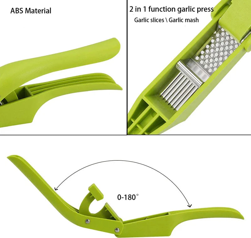 2-in-1 Multifunctional Garlic Press For Pressing Mash Garlic And Sliced Garlic,Vegetable Squeezer For Home Cooking Masher Tool