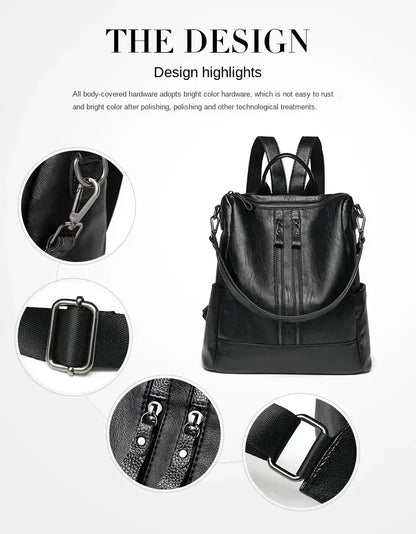 1/3Pcs Genuine Leather Backpack Women's Travel Bag Fashion Women's Fashion Bag Tide Casual Fashion Soft Leather Shoulder Bag