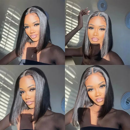 Raw Hair Vietnamese 250 Density 100 Human Hair Lace Frontal Wigs Straight Natural Black 13x6 Bob Wig Lace Front Human Hair Wigs