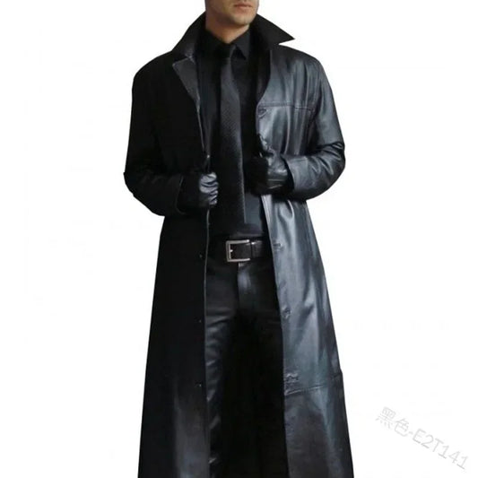 PU Leather Coat Men Jacket Spring Fall Winter Top Slim Korean Streetwear Gothic Moto Biker Punk Outwear Abrigos Mujer Invierno