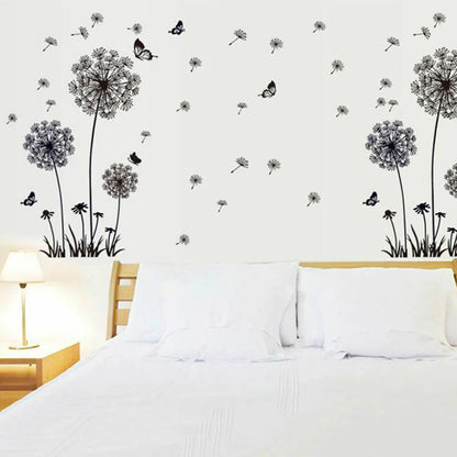 Black Dandelion Sitting Room Bedroom Wall Stickers Household Adornment Decor Decals Mural Art Poster On The Wall DIY Improvement