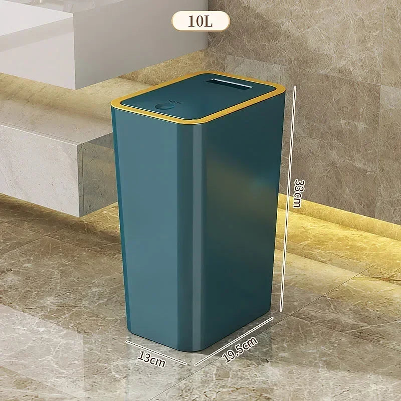 10L/12L Nordic Trash Can with One-Touch Lid Bin Deodorant Waterproof Dustbin Large Capacity Slim Toilet Gold Garbage Can