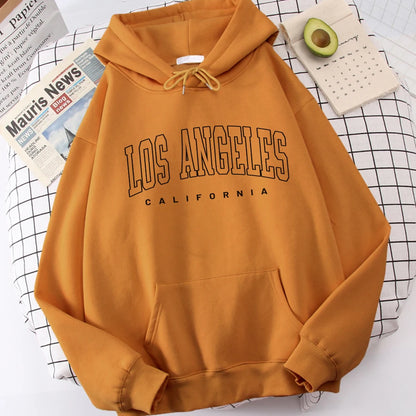 Women's Hoodies Los Angeles California Letter Printing Pocket Hoodie Casual Oversize Long Sleeve Clothes New In sweatshirts
