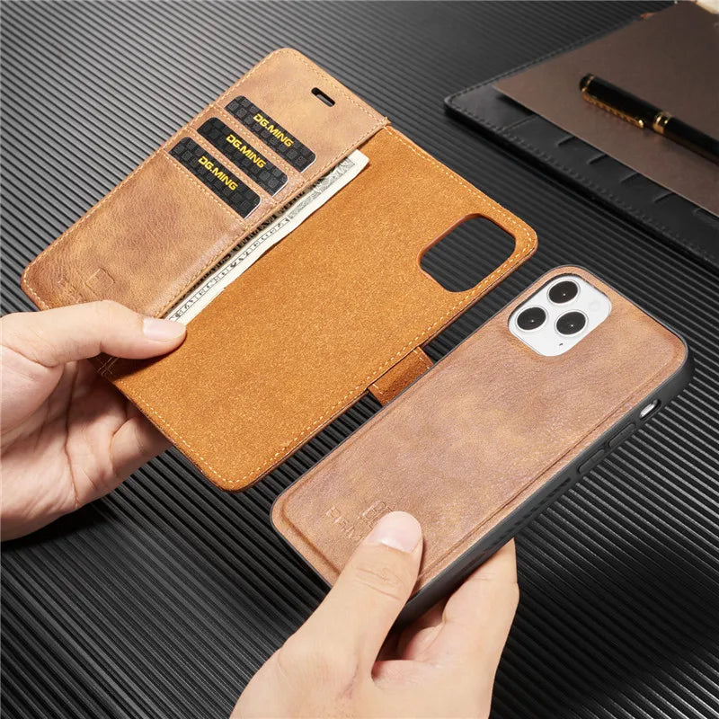 Detachable Magnetic Leather Phone Case for IPhone 16 Pro Max 15 12 13 11 14 Plus XS XR X SE 2022 Wallet Card Holder Cover Coque