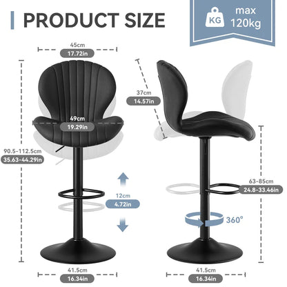 Living Room Chairs  2 Pcs Set Dining Chair Backrest Bar Stools Luxury Modern Soft Bag Stool Adjustable Height Rotating Kitchen Home Furniture
