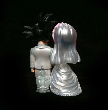 9cm Dragon Ball Anime Figure Son Goku Figures Wedding Goku Chichi Mariage Figurine Scene Statue Q Version Pvc Model Doll Toys