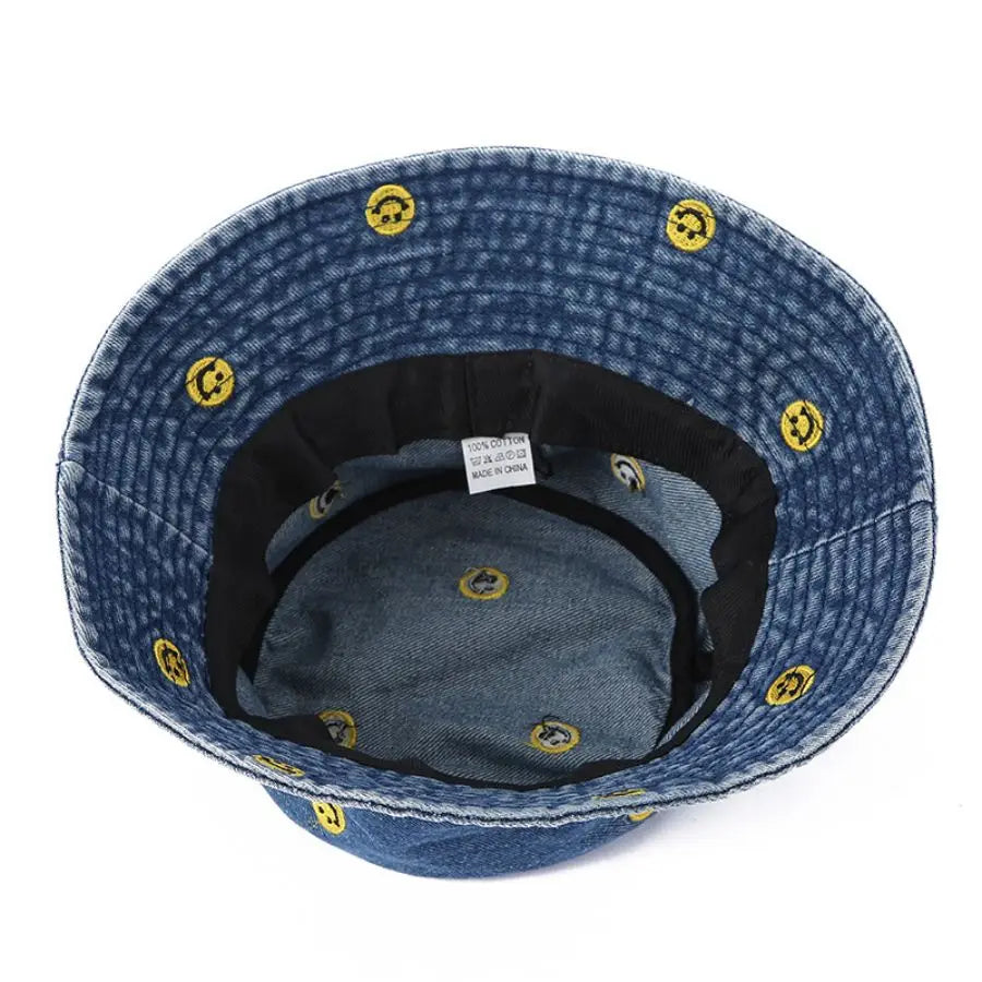 Spring Summer Strawberry Embroidery Denim Jeans Bucket Hat Legent Fisherman Hats for Women Foldable Sport Sun Beach Panama Caps