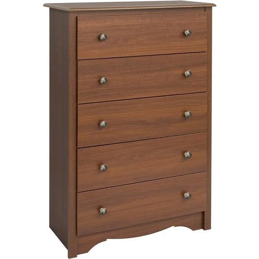 Prepac Sonoma Traditional 5-Drawer Tall Dresser for Bedroom, Functional Bedroom Dresser Chest 16" D x 31.5" W x 45.12" H