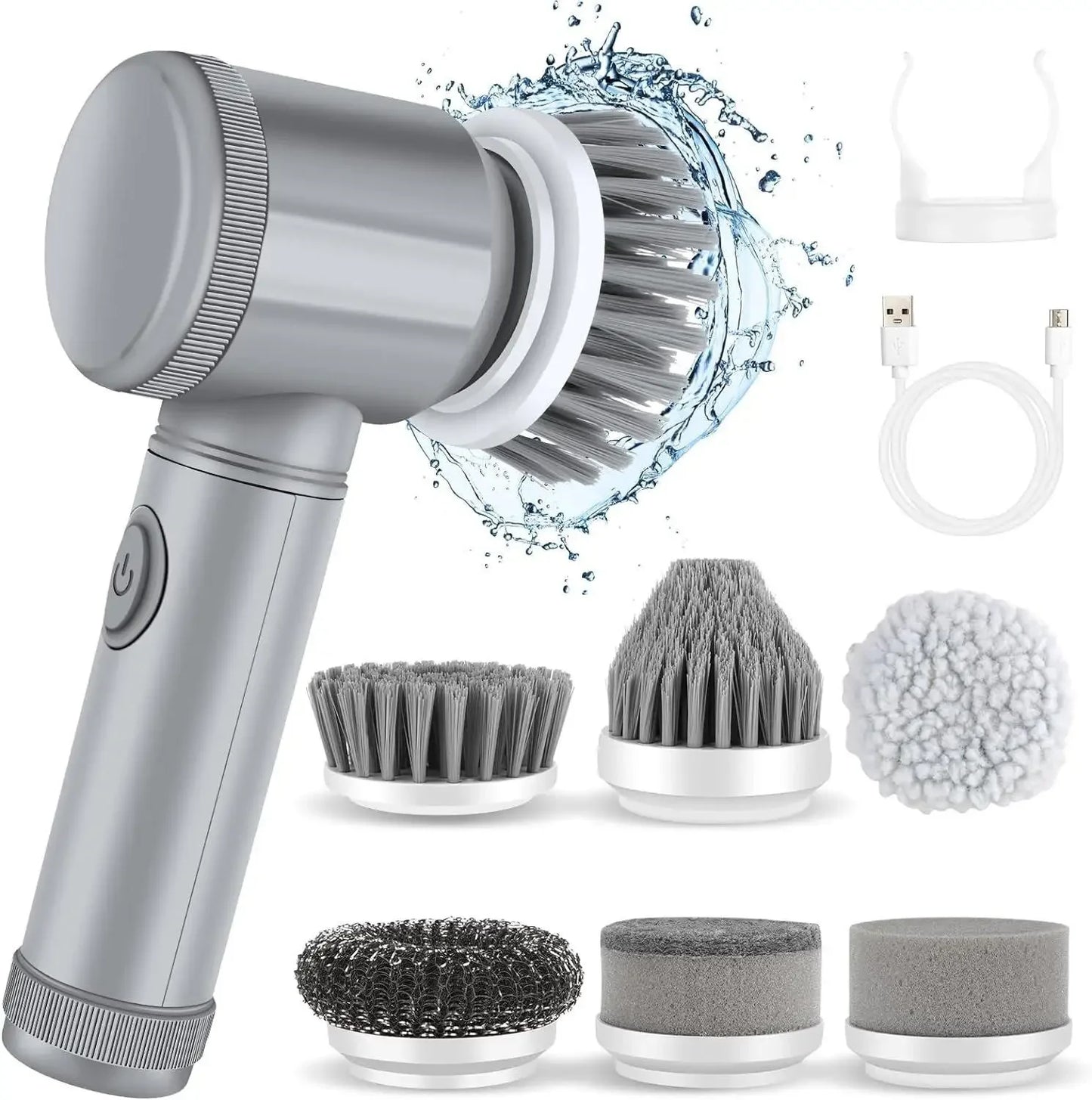 6-in-1 Electric Cleaning Brush Home Appliances Wireless Electric Floor Scrubber Replaceable Brush Head Bathroom Kitchen