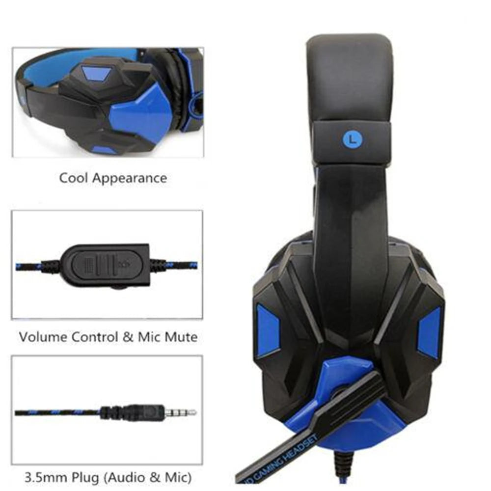 Wired Gaming Headphones for PS4 PS5 Xbox Smartphone Laptop PC Bass Stereo Gamer Headset Helmet with 120° Adjustable Microphone