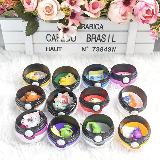 12Pcs/Set Pokemon Poke Ball Figure Toys Anime Pikachu Pocket Monster Pet Elf PVC Figurine Action Collection Model Dolls Gifts