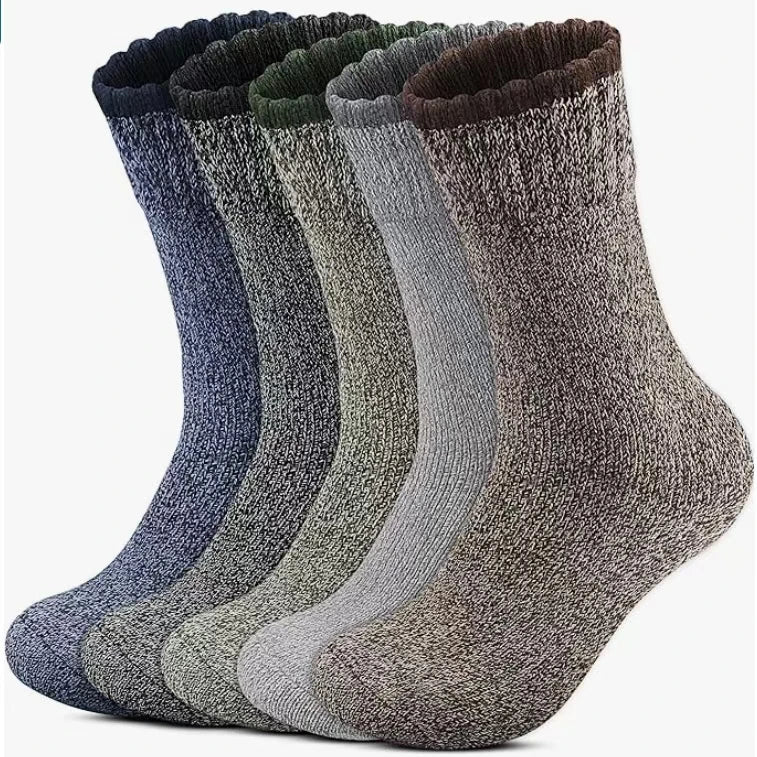 5 Pairs Merino Wool Socks For Men, Super Thick Hiking Socks Thermal Socks For Cold Weather