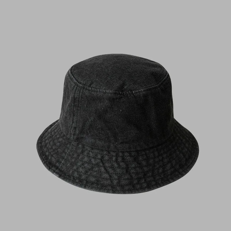 Retro Washed Cowboy Bucket Hat Women Men Wide Brim Sunhat Spring Summer Solid Color Denim Panama Fisherman Cap