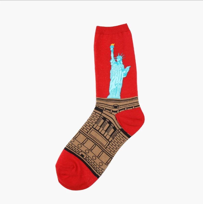 1 Pair Autumn Winter Retro Men Socks Couple Socks New Art Van Gogh Mural World Famous Oil Painting Series Funny Socks