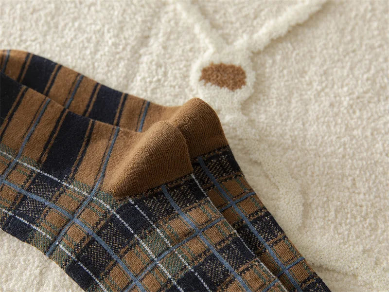 Stockings Women Harajuku Retro Vintage Plaid Long Socks Stocking JK College Style School Girls Cotton Knee Socks Women Stockings