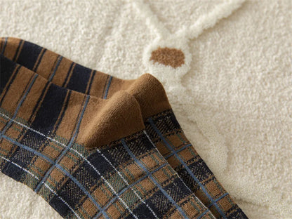 Stockings Women Harajuku Retro Vintage Plaid Long Socks Stocking JK College Style School Girls Cotton Knee Socks Women Stockings