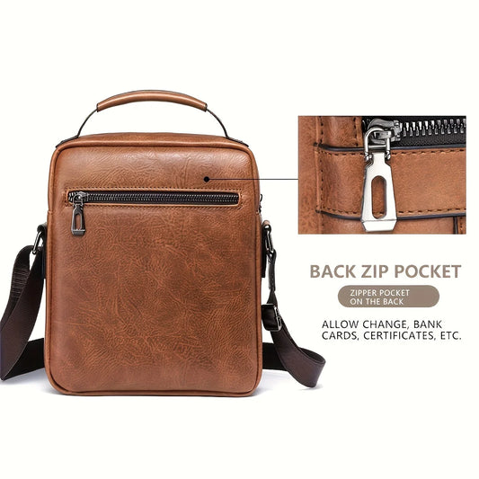 DJB1106 Men's Casual Crossbody Briefcase Backpack Korean Business Vertical Leather Business Flap Solid Color Messenger Bag