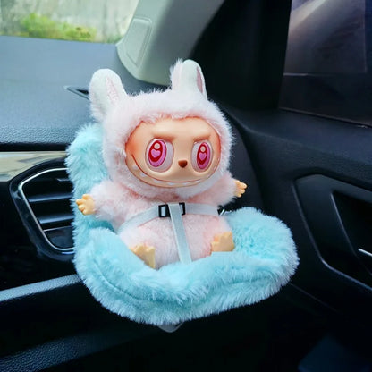 15-17cm Car Doll Seat  Labubu Doll Safety Seat Cute Doll Air Outlet Aromatherapy Decoration Car Interior Decoration